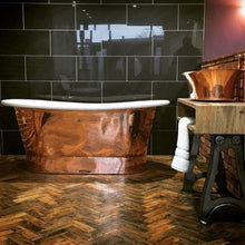 Load image into Gallery viewer, Hurlingham Bodenham Copper-Enamel Bath, Copper Roll Top Boat Bath - 1730x710mm renaissanceathome