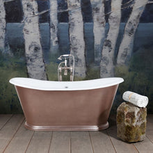 Load image into Gallery viewer, Hurlingham Caravel Bateau Cast Iron Freestanding Bath, Hand Gilded Roll Top Boat Bath - 1400x740mm Faux Bronze Leaf renaissanceathome