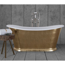 Load image into Gallery viewer, Hurlingham Caravel Bateau Freestanding Cast Iron Bath, Hand Gilded Roll Top Bathtub - 1400x740mm Gold Bath renaissanceathome