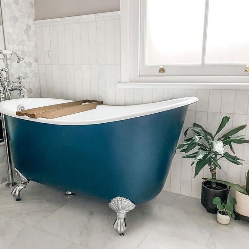 Hurlingham Shelley Freestanding Small Cast Iron Bath, Roll Top Painted