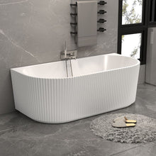 Load image into Gallery viewer, Indulgent Bathing Acacia Freestanding Textured Bath, Back-To-Wall D Shaped Painted Bathtub - 1700x800mm