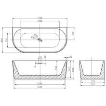Load image into Gallery viewer, Indulgent Bathing Acacia Freestanding Textured Bath, Back-To-Wall Painted Bathtub - 1700x800mm Camden Back to Wall Freestanding Bath CAMBTWFB