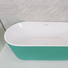 Load image into Gallery viewer, Indulgent Bathing Acacia Freestanding Textured Ribbed Bath, Double Ended Painted Ripple Bathtub - 1700x800mm