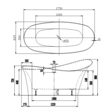 Load image into Gallery viewer, Indulgent Bathing Lily Freestanding Slipper Bath, Double Ended Painted Slipper Bathtub - 1750x830mm
