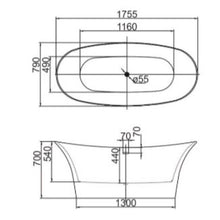 Load image into Gallery viewer, Indulgent Bathing Oakley Freestanding Slipper Bath, Double Slipper Painted Bathtub - 1755x790mm