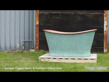 Load and play video in Gallery viewer, BC Designs Green Verdigris Antique Copper Bath, Roll Top Green Patina Copper Bathtub - 1500x725mm