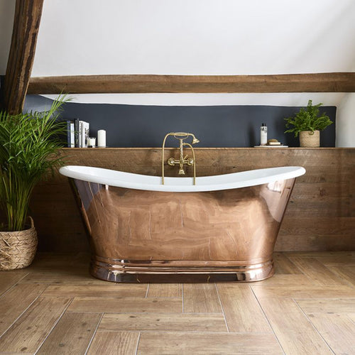 BC Designs Copper-Enamel Bath, Roll Top Copper-Enamel Bathtub - 1500x725mm