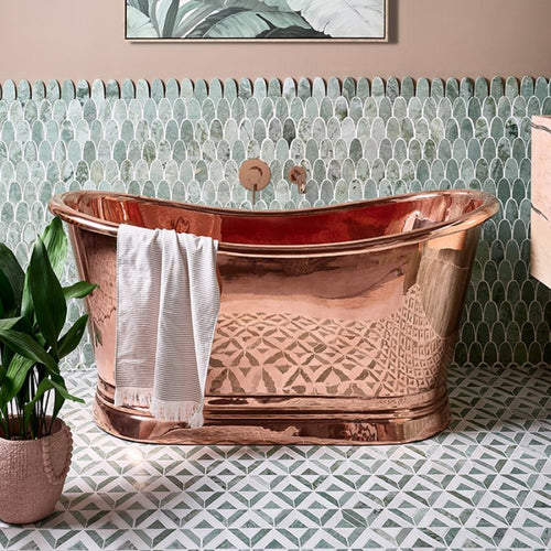 BC Designs Copper Bath, Roll Top Copper Bathtub - 1500x725mm