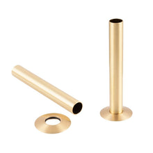 Load image into Gallery viewer, Brushed Brass Carron Radiator Pipe Shroud Kits, Plated Radiator Pipe Covers / Shrouds / Collars - 130mm
