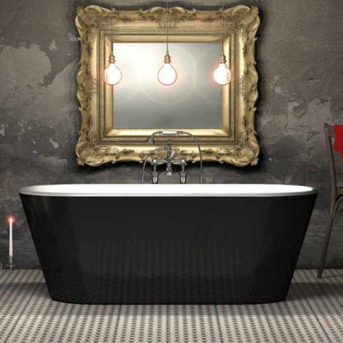 Charlotte Edwards Grosvenor Acrylic Freestanding Bath, Double Ended Bathtub, Gloss Black - 1650x735mm