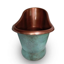 Load image into Gallery viewer, Coppersmith Creations Blue-Green Patina Antique Copper Bath, Roll Top Blue-Green Patina Copper Bathtub - 1700x690mm

