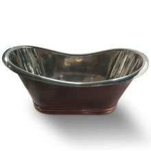 Load image into Gallery viewer, Coppersmith Creations Double Slipper Antique Copper-Nickel Bath, Roll Top Ribbed Base Copper-Nickel Bathtub - 1680x815mm
