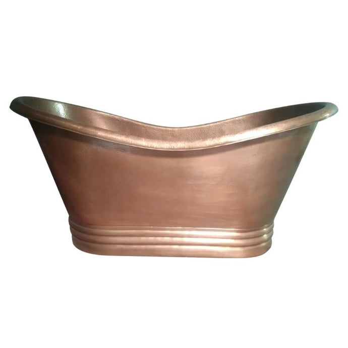 Coppersmith Creations Double Slipper Antique Copper Bath, Roll Top Hammered Copper Bathtub - 1780x840mm