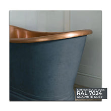 Load image into Gallery viewer, Coppersmith Creations Graphite Grey Antique Copper Bath, Roll Top Grey Copper Bathtub - 1500x725mm
