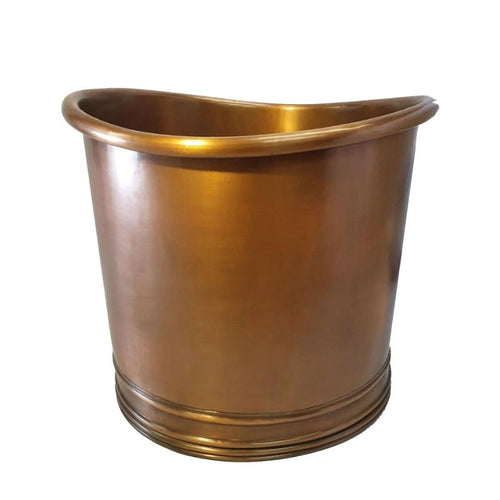 Coppersmith Creations Japanese Style Soaking Copper Bath, Roll Top Copper Soaking Bathtub - 990x800mm