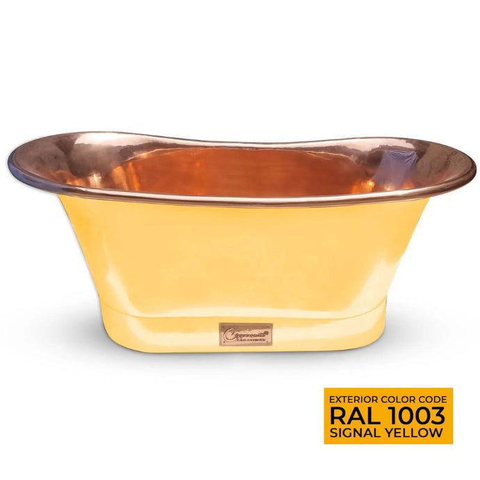 Coppersmith Creations Painted Copper Bateau Bath, Roll Top Painted Copper Bathtub - 1700x690mm