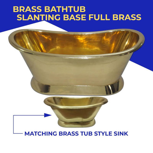 Coppersmith Creations Polished Brass Bateau Bath & Basin Bundle - 1680x725mm