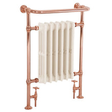 Load image into Gallery viewer, Hurlingham Broughton Cast Iron Towel Rail - 865x675mm, Polished Copper
