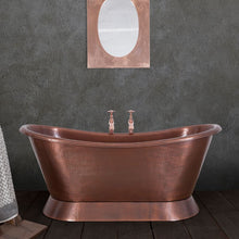 Load image into Gallery viewer, Hurlingham Hammered Copper Bateau Bath, Roll Top Antique Copper Hammered Bathtub - 1670x720mm
