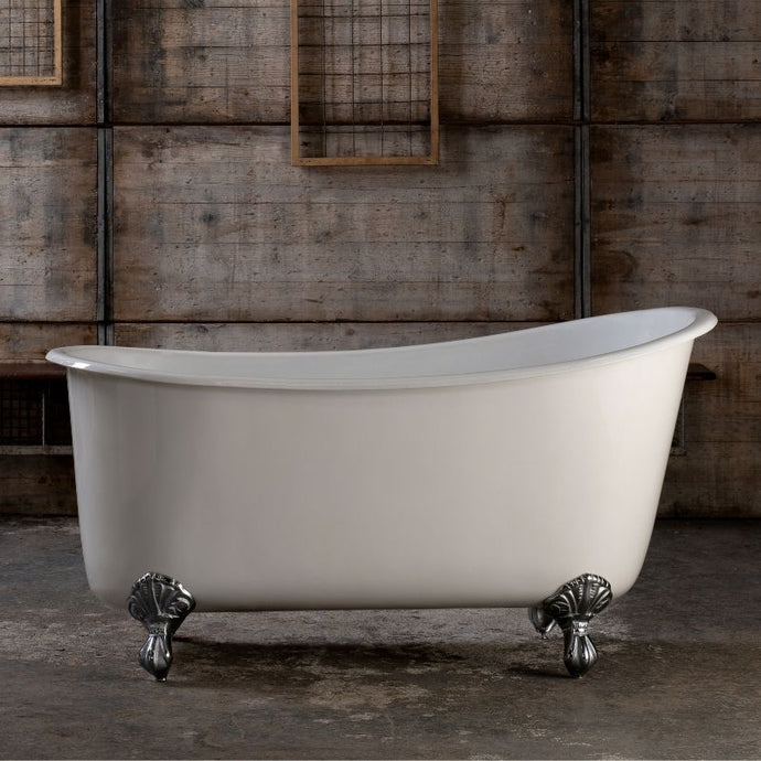 Arroll Ambrose Small Freestanding Cast Iron Bath, Painted Roll Top Small Slipper Bath With Feet - 1370x740mm