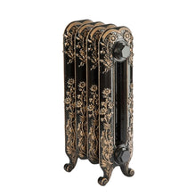 Load image into Gallery viewer, Arroll Daisy Cast Iron Radiator, Painted Finish - H600mm Black &amp; Gold Highlighted
