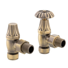 Load image into Gallery viewer, Arroll UK-10 Manual Angled Radiator Valve, Decorative Wheel Head - 106x83mm Brushed Brass
