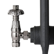 Load image into Gallery viewer, Arroll UK-18 Thermostatic Angled Radiator Valve, Decorative Style Head - 128x91mm
