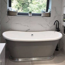 Load image into Gallery viewer, BC Designs Boat Bath, Painted Eggshell &amp; Aluminium Plinth - 1580x750mm
