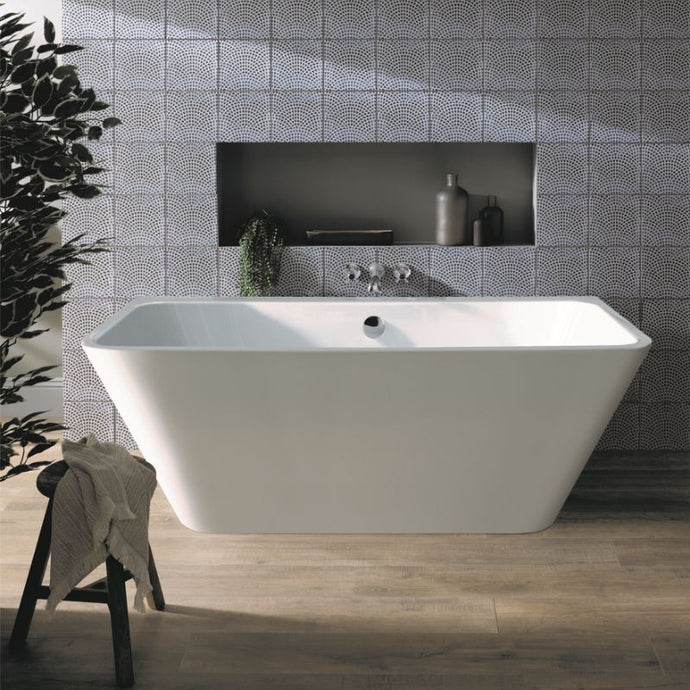 BC Designs Ancora Acrylic Square Bath, Back-To-Wall Bath - 1600x730mm