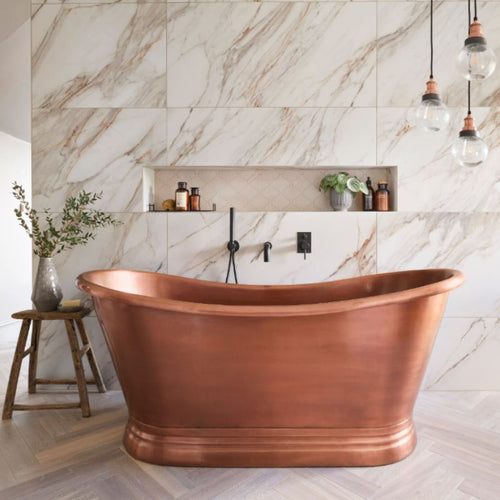 BC Designs Antique Copper Bath, Roll Top Copper Bathtub - 1500x725mm