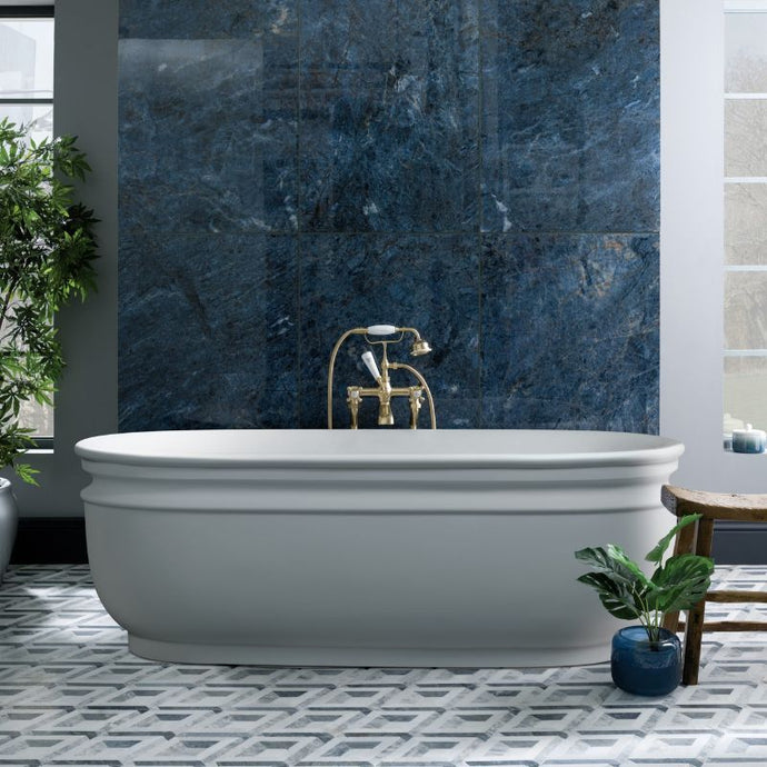 BC Designs Aston Cian Freestanding Bath, Roll Top Boat Bath, Silk Matt White - 1720x830mm