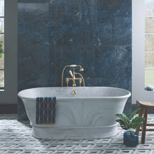 Load image into Gallery viewer, BC Designs Bampton Marble Freestanding Bath, Roll Top Boat Bath, Marble Finish - 1555x740mm
