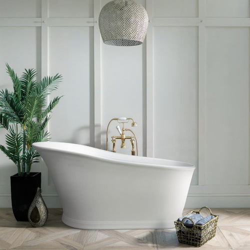 BC Designs Cian Freestanding Slipper Bath, Polished White - 1590x785mm