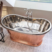 Load image into Gallery viewer, BC Designs Copper-Nickel Roll Top Boat Bath 1700x725mm BAC010 BAC015
