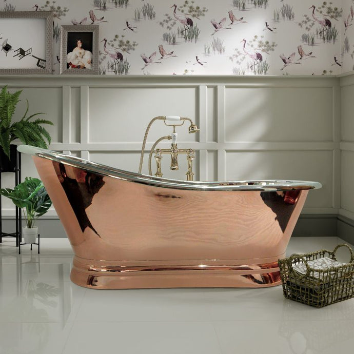 BC Designs Copper-Nickel Slipper Bath, Roll Top Copper-Nickel Slipper Bathtub - 1700x725mm BAC009