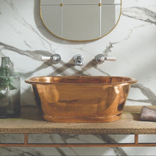 Load image into Gallery viewer, BC Designs Copper Roll Top Boat Bathtub &amp; Copper Sink BAC050 BAC040 BAC045
