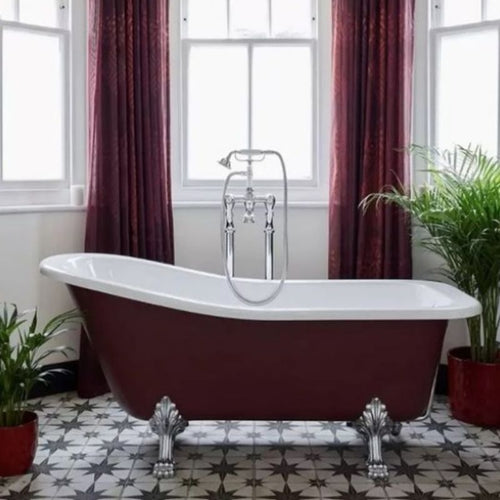 BC Designs Fordham Acrylic Freestanding Painted Roll Top Slipper Bath With Feet - 1700x730mm BAU017 BAU027