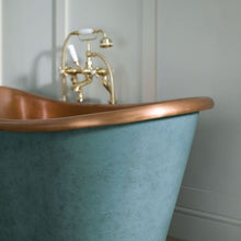 Load image into Gallery viewer, BC Designs Green Verdigris Antique Copper Bath, Patina Verdigris Copper Roll Top Boat Bath - 1700x725mm
