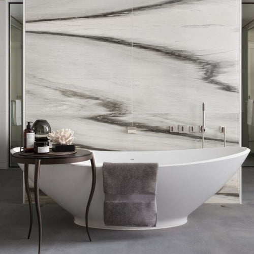 BC Designs Kurv Cian Freestanding Bath, Double Ended Boat Bath, Polished White - 1890x900mm