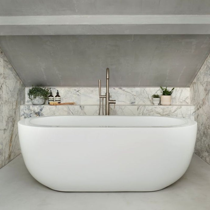 BC Designs Ovali Acrylic Bath, Double Ended Boat Bath, Polished White - 1690x800mm