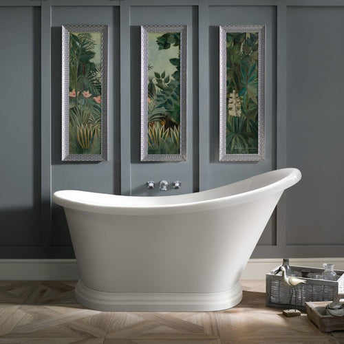 BC Designs Penny Acrylic Small Freestanding Bath, Roll Top Painted Small Slipper Bath - 1360x750mm BAS036