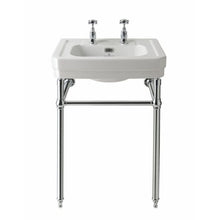 Load image into Gallery viewer, BC Designs Victrion Ceramic Bathroom Wash Basin &amp; Stand, 2 Tap Hole - 540mm
