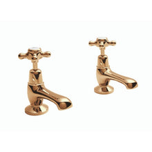 Load image into Gallery viewer, BC Designs Victrion Crosshead Basin Pillar Taps, 14 Turn Ceramic Discs CTA005CO Polished Copper
