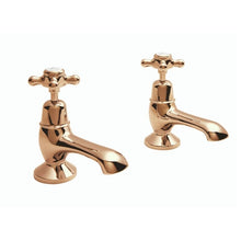 Load image into Gallery viewer, BC Designs Victrion Crosshead Bath Pillar Taps, 14 Turn Ceramic Discs CTA010CO Polished Copper
