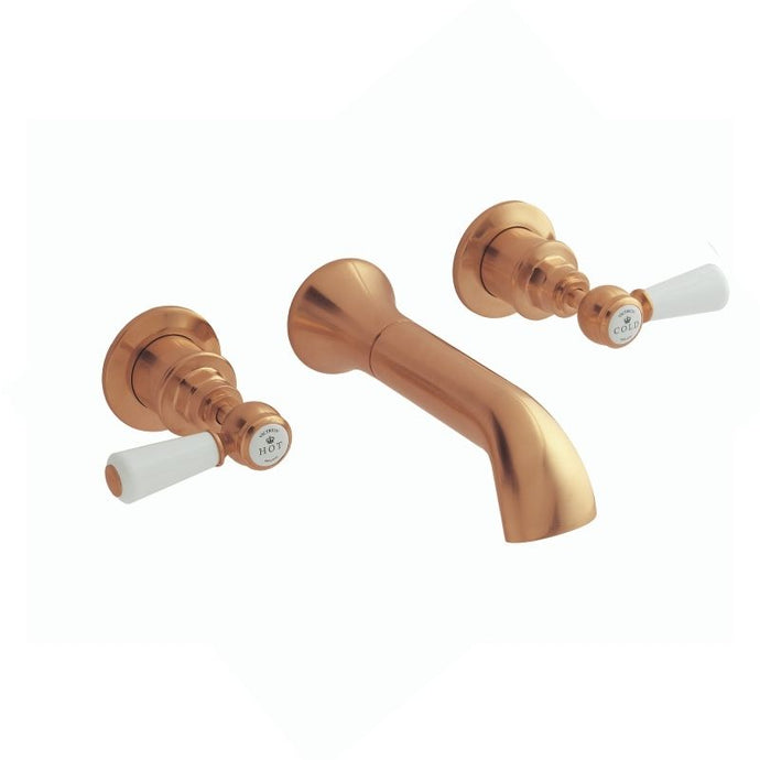 BC Designs Victrion Lever 3-Hole Wall-Mounted Bath Filler, 14 Turn Ceramic Discs CTB130BCO Brushed Copper