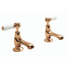 Load image into Gallery viewer, BC Designs Victrion Lever Basin Pillar Taps, 14 Turn Ceramic Discs CTB105CO Polished Copper
