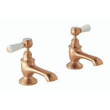 Load image into Gallery viewer, BC Designs Victrion Lever Bath Pillar Taps, 14 Turn Ceramic Discs CTB110BCO Brushed Copper
