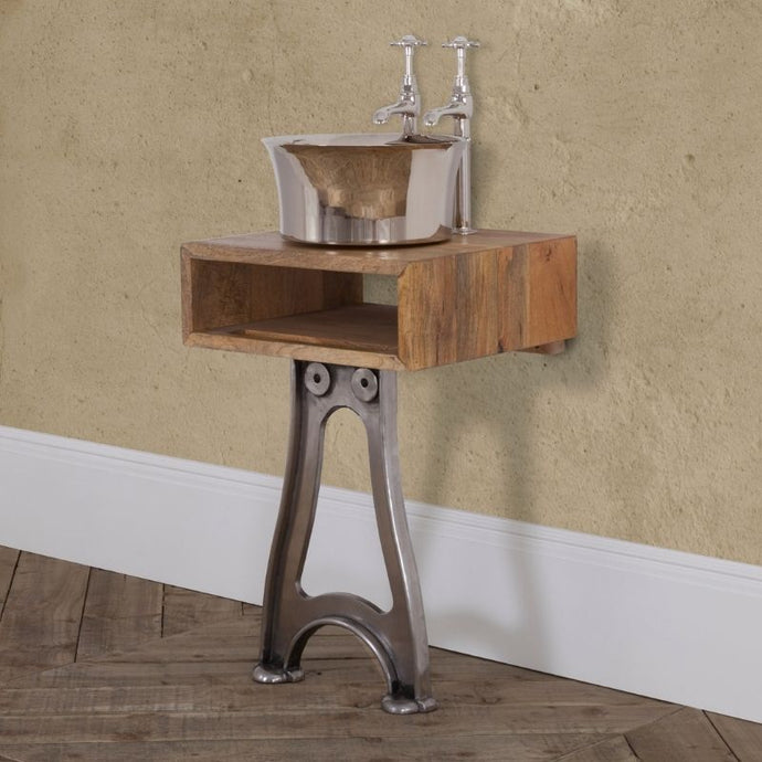 Hurlingham Fruitwood Cube Basin Stand - 500x175mm With Painted Cast Iron Legs