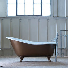 Load image into Gallery viewer, Arroll Bordeaux Freestanding Cast Iron Bath, Painted Roll Top Slipper Bath With Feet - 1560x780mm
