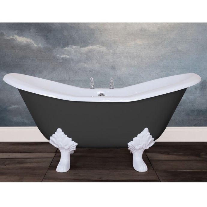 Hurlingham Bryon Cast Iron Freestanding Bath, Painted Roll Top Slipper Bath With Feet - 1560x765mm renaissanceathome